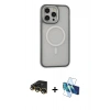 MARSİLYAN™- iPhone 14 Pro Max Kılıf Ahenk Form Serisi - Siyah 3D Antistatik Cam Ekran Koruyucu + Gold Raze Metal Kamera Lens