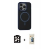 MARSİLYAN™- iPhone 14 Pro Max Kılıf Ahenk Form Serisi - Siyah 6D Mat Seramik Hayalet Nano Ekran Koruyucu + PVD Metal Kamera Lens - TU