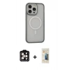 MARSİLYAN™- iPhone 14 Pro Max Kılıf Ahenk Form Serisi - Siyah 6D Mat Seramik Hayalet Nano Ekran Koruyucu + PVD Metal Kamera Lens - TU