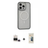 MARSİLYAN™- iPhone 14 Pro Max Kılıf Ahenk Form Serisi - Siyah 6D Mat Seramik Hayalet Nano Ekran Koruyucu + Gold Bilvis Titan Kamera Lens