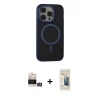 MARSİLYAN™- iPhone 14 Pro Max Kılıf Ahenk Form Serisi - Siyah 6D Mat Seramik Hayalet Nano Ekran Koruyucu + Bilvis Titan Kamera Lens - GS