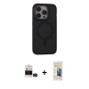 MARSİLYAN™- iPhone 14 Pro Max Kılıf Ahenk Form Serisi - Siyah 6D Mat Seramik Hayalet Nano Ekran Koruyucu + Bilvis Titan Kamera Lens - DNMR