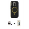MARSİLYAN™- iPhone 14 Pro Max Kılıf Ahenk Form Serisi - Siyah 6D Mat Seramik Hayalet Nano Ekran Koruyucu + Bilvis Titan Kamera Lens - DNMR