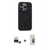 MARSİLYAN™- iPhone 14 Pro Max Kılıf Ahenk Form Serisi - Siyah 6D Mat Seramik Hayalet Nano Ekran Koruyucu + Bilvis Titan Kamera Lens - GS
