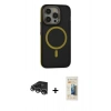 MARSİLYAN™- iPhone 14 Pro Max Kılıf Ahenk Form Serisi - Siyah 6D Mat Seramik Hayalet Nano Ekran Koruyucu + Raze Metal Kamera Lens - GS