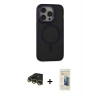 MARSİLYAN™- iPhone 14 Pro Max Kılıf Ahenk Form Serisi - Siyah 6D Mat Seramik Hayalet Nano Ekran Koruyucu + Raze Metal Kamera Lens - GD