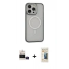 MARSİLYAN™- iPhone 14 Pro Max Kılıf Ahenk Form Serisi - Siyah 6D Mat Seramik Hayalet Nano Ekran Koruyucu + Siyah Bilvis Titan Kamera Lens