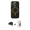 MARSİLYAN™- iPhone 14 Pro Max Kılıf Ahenk Form Serisi - Siyah 6D Mat Seramik Hayalet Nano Ekran Koruyucu + Raze Metal Kamera Lens - GD