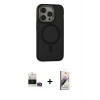 MARSİLYAN™- iPhone 14 Pro Max Kılıf Ahenk Form Serisi - Siyah Bilvis 3D Mat Cam Ekran Koruyucu + Bilvis Titan Kamera Lens - GD