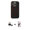 MARSİLYAN™- iPhone 14 Pro Max Kılıf Ahenk Form Serisi - Siyah Bilvis 3D Mat Cam Ekran Koruyucu + Bilvis Titan Kamera Lens - SH