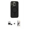 MARSİLYAN™- iPhone 14 Pro Max Kılıf Ahenk Form Serisi - Siyah Bilvis 3D Mat Cam Ekran Koruyucu + Bilvis Titan Kamera Lens - SH