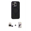 MARSİLYAN™- iPhone 14 Pro Max Kılıf Ahenk Form Serisi - Siyah Bilvis 3D Mat Cam Ekran Koruyucu + Bilvis Titan Kamera Lens - SH