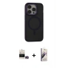 MARSİLYAN™- iPhone 14 Pro Max Kılıf Ahenk Form Serisi - Siyah Bilvis 3D Mat Cam Ekran Koruyucu + Bilvis Titan Kamera Lens - GD