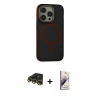 MARSİLYAN™- iPhone 14 Pro Max Kılıf Ahenk Form Serisi - Siyah Bilvis 3D Mat Cam Ekran Koruyucu + Raze Metal Kamera Lens - GD