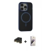 MARSİLYAN™- iPhone 14 Pro Max Kılıf Ahenk Form Serisi - Siyah Bilvis 3D Mat Cam Ekran Koruyucu + Raze Metal Kamera Lens - GD