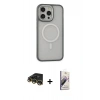 MARSİLYAN™- iPhone 14 Pro Max Kılıf Ahenk Form Serisi - Siyah Bilvis 3D Mat Cam Ekran Koruyucu + Raze Metal Kamera Lens - GD
