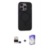 MARSİLYAN™- iPhone 14 Pro Max Kılıf Ahenk Form Serisi - Siyah Bilvis 5in1 3D Magic Cam Ekran Koruyucu + Derin Mor Bilvis Titan Kamera Lens