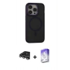 MARSİLYAN™- iPhone 14 Pro Max Kılıf Ahenk Form Serisi - Siyah Bilvis 5in1 3D Magic Cam Ekran Koruyucu + Raze Metal Kamera Lens - GS