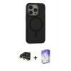 MARSİLYAN™- iPhone 14 Pro Max Kılıf Ahenk Form Serisi - Siyah Bilvis 5in1 3D Magic Cam Ekran Koruyucu + Raze Metal Kamera Lens - GD
