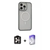 MARSİLYAN™- iPhone 14 Pro Max Kılıf Ahenk Form Serisi - Siyah Bilvis 5in1 3D Magic Cam Ekran Koruyucu + PVD Metal Kamera Lens - TU