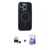 MARSİLYAN™- iPhone 14 Pro Max Kılıf Ahenk Form Serisi - Siyah Bilvis 5in1 5D Magic Hayalet Cam Ekran Koruyucu + Bilvis Titan Kamera Lens - SH