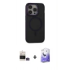 MARSİLYAN™- iPhone 14 Pro Max Kılıf Ahenk Form Serisi - Siyah Bilvis 5in1 5D Magic Hayalet Cam Ekran Koruyucu + Gümüş Bilvis Titan Kamera Lens