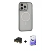MARSİLYAN™- iPhone 14 Pro Max Kılıf Ahenk Form Serisi - Siyah Bilvis 5in1 5D Magic Hayalet Cam Ekran Koruyucu + Gold Raze Metal Kamera Lens