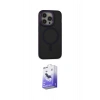 MARSİLYAN™- iPhone 14 Pro Max Kılıf Ahenk Form Serisi - Siyah Bilvis 5in1 5D Magic Hayalet Cam Ekran Koruyucu
