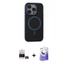 MARSİLYAN™- iPhone 14 Pro Max Kılıf Ahenk Form Serisi - Siyah Bilvis 5in1 5D Magic Hayalet Cam Ekran Koruyucu + Gümüş Bilvis Titan Kamera Lens
