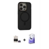 MARSİLYAN™- iPhone 14 Pro Max Kılıf Ahenk Form Serisi - Siyah Bilvis 5in1 5D Magic Hayalet Cam Ekran Koruyucu + Gümüş Bilvis Titan Kamera Lens