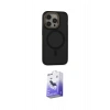MARSİLYAN™- iPhone 14 Pro Max Kılıf Ahenk Form Serisi - Siyah Bilvis 5in1 5D Magic Hayalet Cam Ekran Koruyucu
