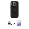 MARSİLYAN™- iPhone 14 Pro Max Kılıf Ahenk Form Serisi - Siyah Bilvis 5in1 5D Magic Hayalet Cam Ekran Koruyucu + Bilvis Titan Kamera Lens - SH