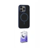MARSİLYAN™- iPhone 14 Pro Max Kılıf Ahenk Form Serisi - Siyah Bilvis 5in1 5D Magic Hayalet Cam Ekran Koruyucu