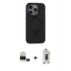 MARSİLYAN™- iPhone 14 Pro Max Kılıf Ahenk Form Serisi - Siyah Bilvis Hayalet Cam Ekran Koruyucu + Bilvis Titan Kamera Lens - DNMR