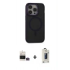 MARSİLYAN™- iPhone 14 Pro Max Kılıf Ahenk Form Serisi - Siyah Bilvis Hayalet Cam Ekran Koruyucu + Bilvis Titan Kamera Lens - GD
