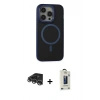 MARSİLYAN™- iPhone 14 Pro Max Kılıf Ahenk Form Serisi - Siyah Bilvis Hayalet Cam Ekran Koruyucu + Gümüş Raze Metal Kamera Lens