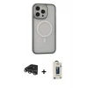 MARSİLYAN™- iPhone 14 Pro Max Kılıf Ahenk Form Serisi - Siyah Bilvis Hayalet Cam Ekran Koruyucu + Gümüş Raze Metal Kamera Lens
