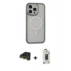 MARSİLYAN™- iPhone 14 Pro Max Kılıf Ahenk Form Serisi - Siyah Bilvis Hayalet Cam Ekran Koruyucu + Raze Metal Kamera Lens - GD