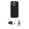 MARSİLYAN™- iPhone 14 Pro Max Kılıf Ahenk Form Serisi - Siyah Bilvis Hayalet Cam Ekran Koruyucu + Raze Metal Kamera Lens - GD