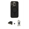MARSİLYAN™- iPhone 14 Pro Max Kılıf Ahenk Form Serisi - Siyah Bilvis Hayalet Cam Ekran Koruyucu + Raze Metal Kamera Lens - GD