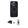 MARSİLYAN™- iPhone 14 Pro Max Kılıf Ahenk Form Serisi - Siyah Bilvis Hayalet Cam Ekran Koruyucu + Raze Metal Kamera Lens - GD