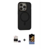 MARSİLYAN™- iPhone 14 Pro Max Kılıf Ahenk Form Serisi - Siyah Buffer Hayalet Cam Ekran Koruyucu + Bilvis Titan Kamera Lens - DNMR