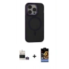 MARSİLYAN™- iPhone 14 Pro Max Kılıf Ahenk Form Serisi - Siyah Buffer Hayalet Cam Ekran Koruyucu + Bilvis Titan Kamera Lens - GD