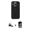 MARSİLYAN™- iPhone 14 Pro Max Kılıf Ahenk Form Serisi - Siyah Buffer Hayalet Cam Ekran Koruyucu + Bilvis Titan Kamera Lens - DNMR