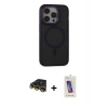 MARSİLYAN™- iPhone 14 Pro Max Kılıf Ahenk Form Serisi - Siyah Joko 5D Cam + Raze Metal Kamera Lens - GD