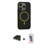 MARSİLYAN™- iPhone 14 Pro Max Kılıf Ahenk Form Serisi - Siyah Joko 5D Cam + Raze Metal Kamera Lens - GD