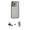 MARSİLYAN™- iPhone 14 Pro Max Kılıf Ahenk Form Serisi - Siyah Joko 5D Cam + Gümüş Bilvis Titan Kamera Lens