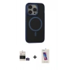 MARSİLYAN™- iPhone 14 Pro Max Kılıf Ahenk Form Serisi - Siyah Joko 5D Cam + Gümüş Bilvis Titan Kamera Lens