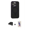 MARSİLYAN™- iPhone 14 Pro Max Kılıf Ahenk Form Serisi - Siyah Joko 5D Cam + Raze Metal Kamera Lens - GS