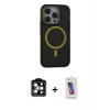 MARSİLYAN™- iPhone 14 Pro Max Kılıf Ahenk Form Serisi - Siyah Joko 5D Cam + PVD Metal Kamera Lens - TU